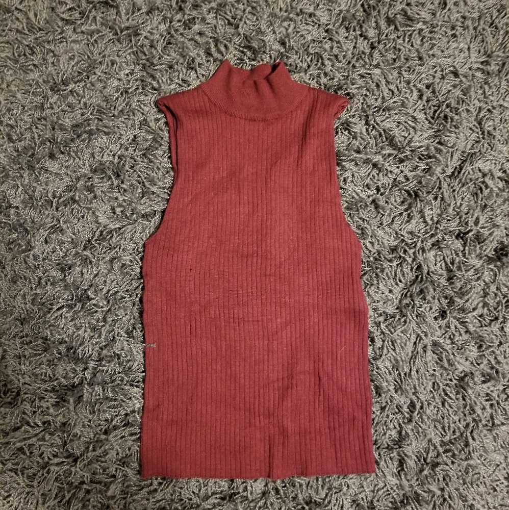 Sleeveless maroon crop